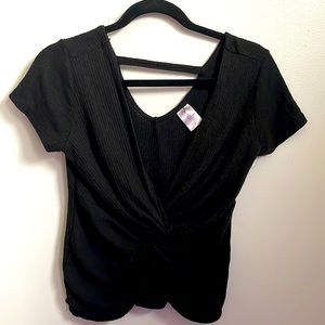 Black top scoop neckline